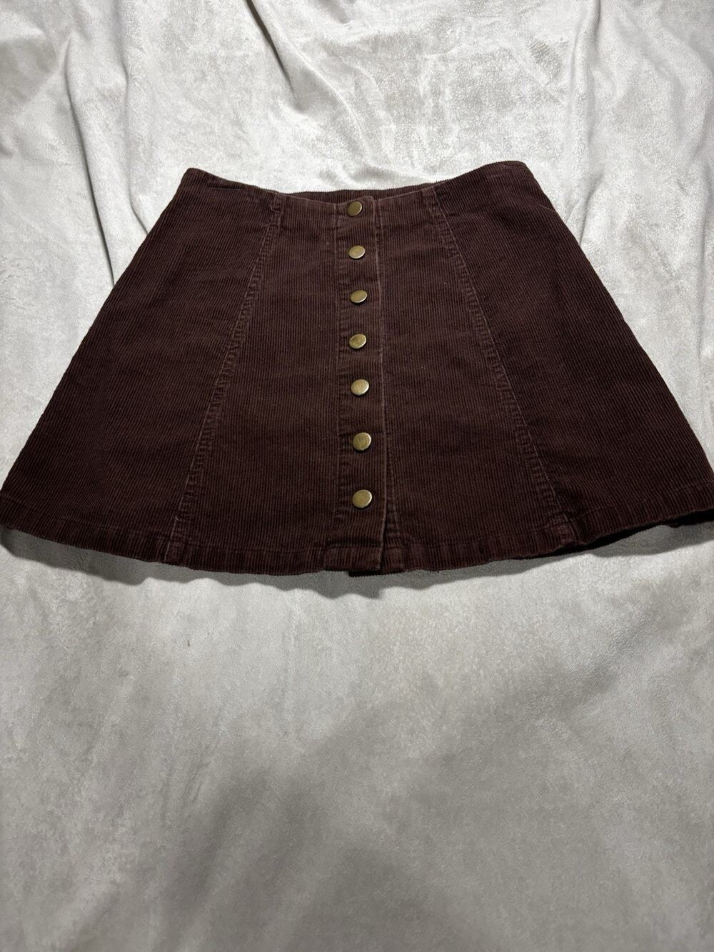 Wishlist Wish List Corduroy Brown Skirt Size M Medium Button Front Womens